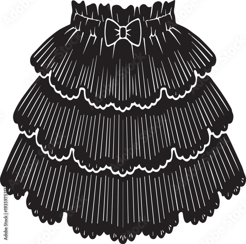 Ornate Three Tiered Ruffled Baby Skirt Silhouettes with Scalloped Trim