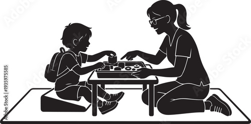 Women Sewing Machine Crafting Silhouette Vector