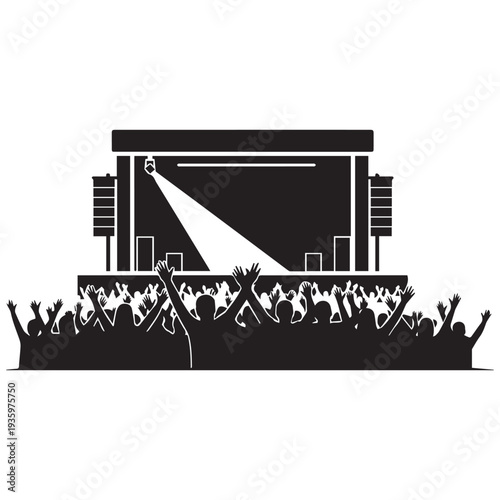 Energetic concert crowd enjoying live music performance