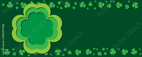 st patrick day background with green shamrock clover and border