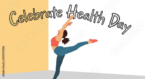 Vector illustration of woman dancing for Health Day