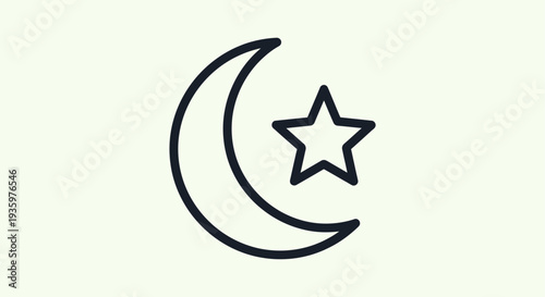 Islamic Crescent Moon and Star Icon