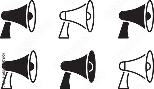 Megaphone Icon Set for Marketing Announcement and Social Media Advertising