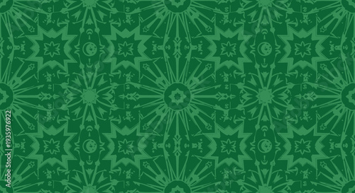 Intricate Green Islamic Geometric Pattern Background
