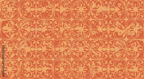 Seamless Moroccan Tile Pattern - Orange and Beige Geometric Background