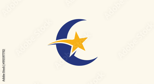 Moon and Star Logo Icon - Celestial Night Sky Symbol