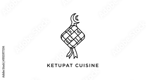 Ketupat Cuisine Logo - Traditional Malay Rice Cake Icon