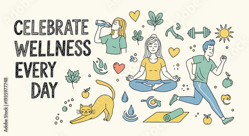 Vector illustration set for wellness and self-care