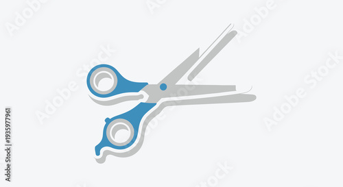 A stylized graphic representation of open scissors with a subtle shadow effect presented as a silhouette high quality professional detailed modern