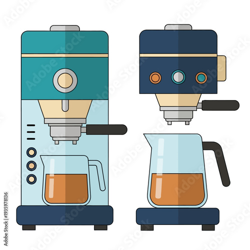 Modern Coffee Makers and Espresso Machines for Home Brewing.