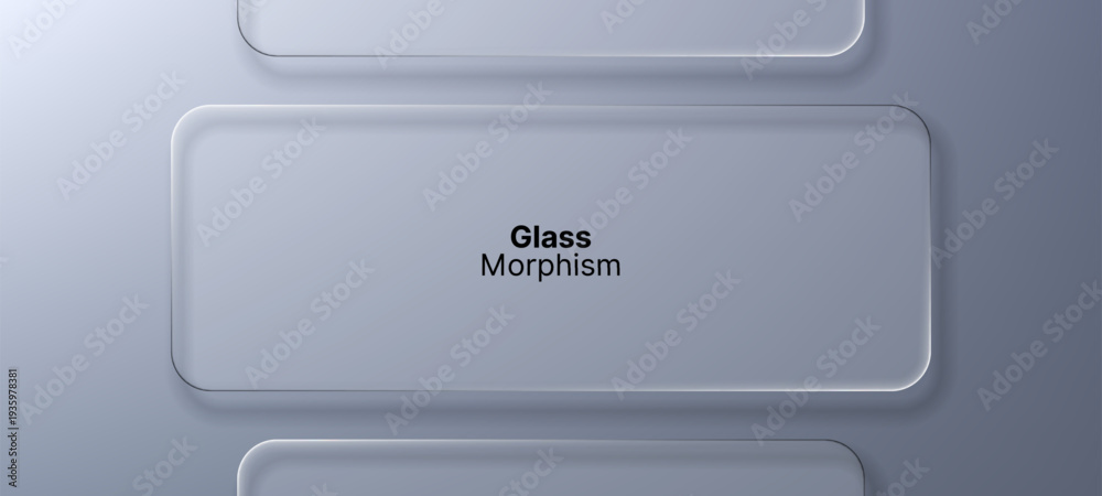 Naklejka premium Glass morphism banner with liquid transparent effect. Creative user interface design concept for website background, abstract backdrop.