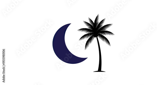 South Carolina Flag Icon: Crescent Moon and Palmetto Tree