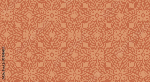 Seamless Geometric Pattern - Terracotta Floral Motif Seamless Background