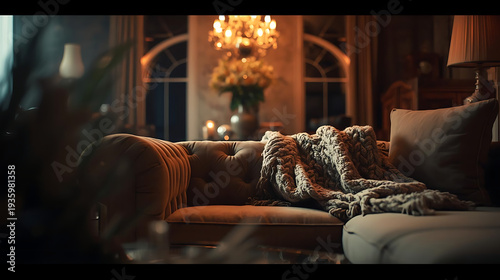 Wallpaper Mural Cozy living room with comfortable sofa and warm lighting Torontodigital.ca