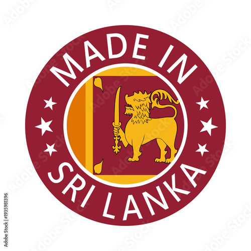 Sri Lanka Made in Stamp in circle with flag Vector template on white background