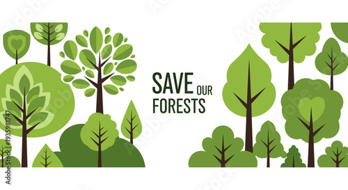 Save Our Forests Environmental Conservation Illustration.