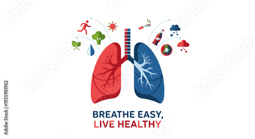 Healthy Lungs Illustration with Wellness Message.