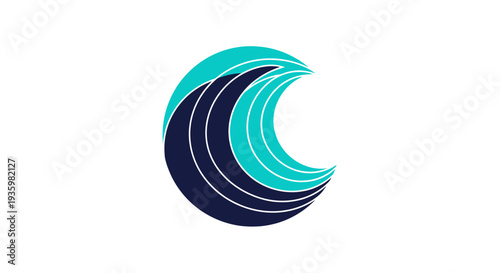 Abstract Blue and Teal Wave Swirl Logo Icon Isolated on White Background