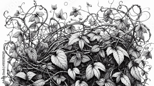tangled vine illustration with hand-drawn blank frame