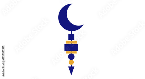 Abstract Celestial Charm with Moon and Geometric Shapes