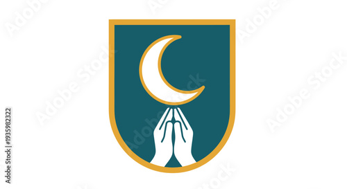 Islamic Crescent Moon and Praying Hands Symbol