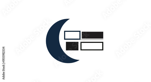 Abstract Crescent Moon and Boxes Logo Design