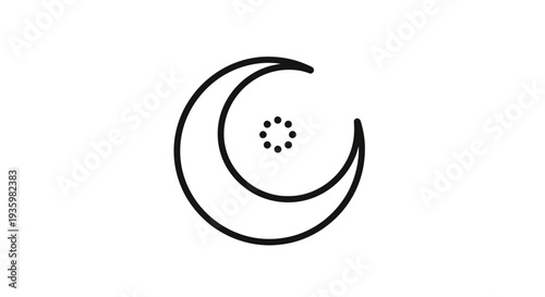 Minimalist crescent moon and starry night symbol icon graphic design