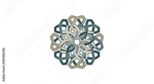 Geometric Abstract Pattern Mandala, Celtic Knot Inspired, Circular Design