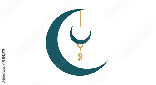 Elegant Crescent Moon and Star Lantern Symbol