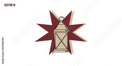 Vintage Lantern with Starburst Background