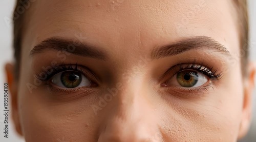 Woman Closeup Eyes Looking Directly Camera.