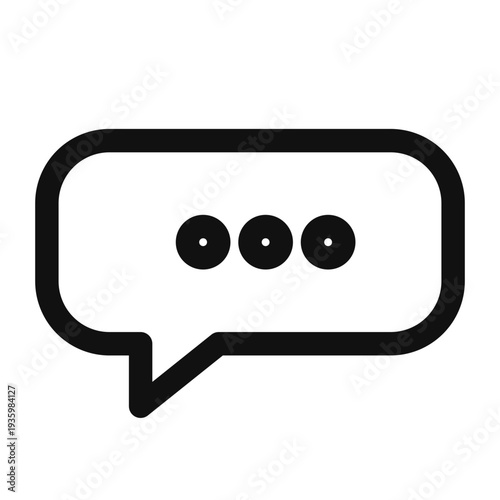 Black Outline Speech Bubble with Three Dots Vector Icon