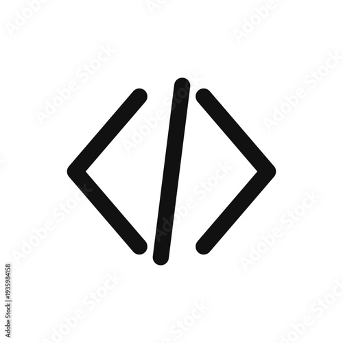 Black Code Brackets and Slash Icon Vector
