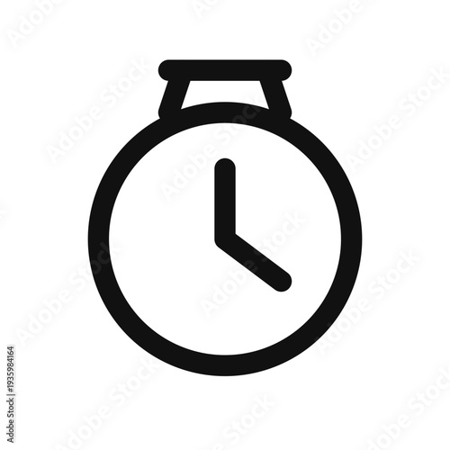 Black Outline Stopwatch Clock Timer Vector Icon