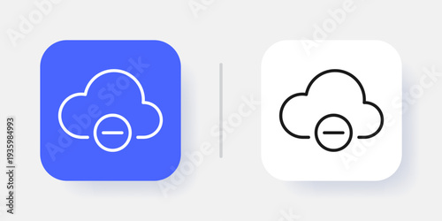 Cloud Computing UI Button Icon with Active and Inactive States – Modern SaaS Dashboard Interface Element