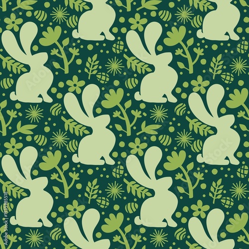 Easter eggs seamless rabbits pattern for fabrics and linens and kids clothes print and spring party accessories