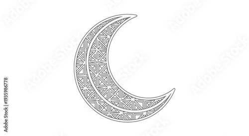 Crescent Moon Geometric Pattern Outline Icon
