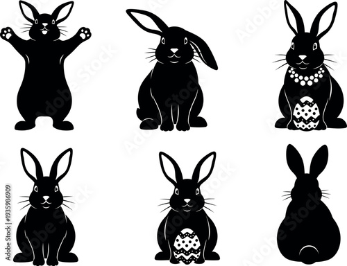 Easter bunny silhouettes for holiday decorations and easter egg hunts