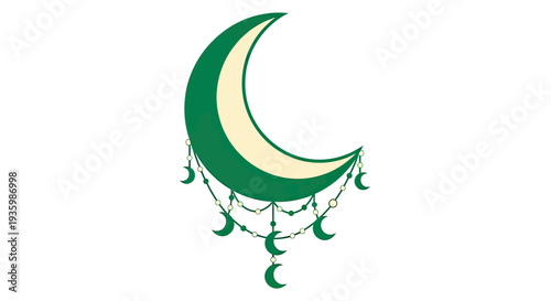 Crescent Moon with Hanging Moons and Beads