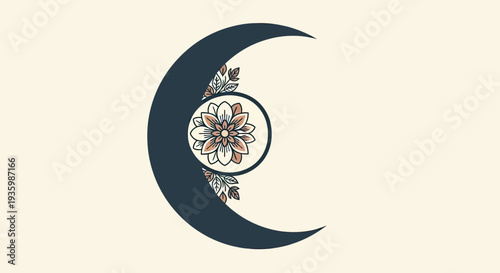 Crescent Moon with Floral Embellishment
