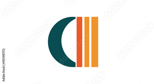 Abstract Geometric Logo Design: Crescent and Stripes