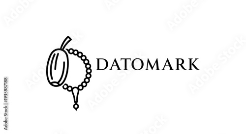 Islamic Rosary Beads and Arabic Calligraphy Logo