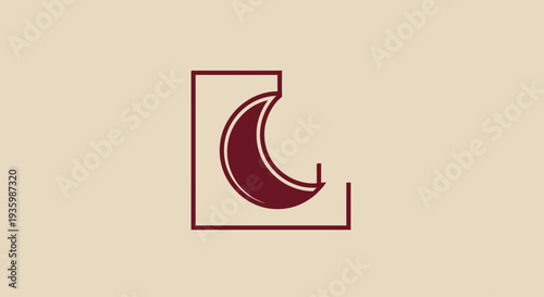 Abstract geometric shape with crescent moon detail