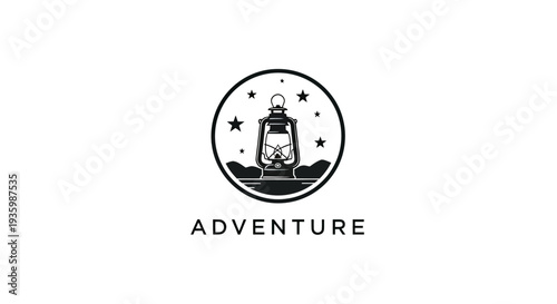Adventure Lantern Logo with Stars and Mountains