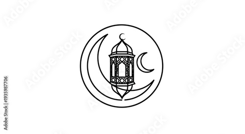 Islamic Lantern and Crescent Moon Icon