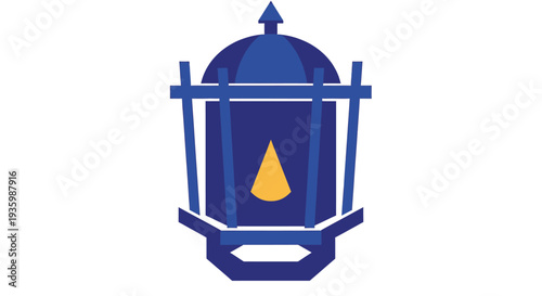 Blue Lantern with Yellow Flame Icon