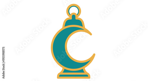 Islamic Crescent Moon Lantern Ramadan Kareem Celebration Icon