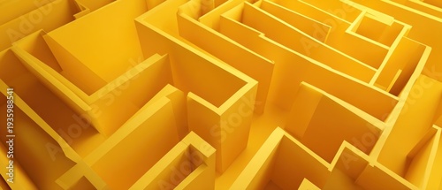 Abstract yellow maze perspective with complex path design and concepts