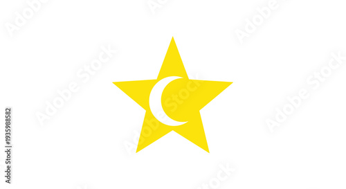 Yellow Star with Crescent Moon Icon