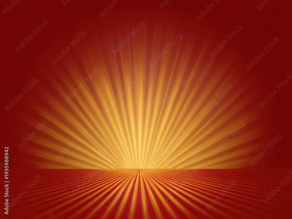 Obraz premium golden sunburst rays isolated on a red background